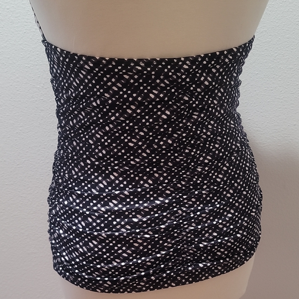 Athleta Sleeveless Swimwear Tankini Haltar Top Black White Vacation Resortwear - Picture 7 of 13